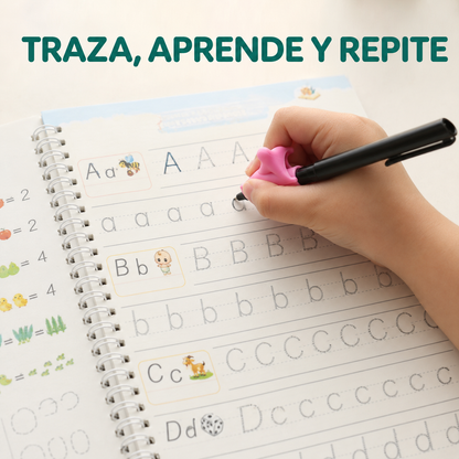 Set de 4 Libros Mágicos de Caligrafía Reutilizables — Alfabeto, Números, Matemáticas y Dibujo