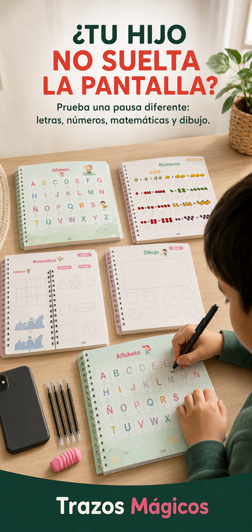 Niño practicando con Trazos Mágicos como alternativa a la pantalla